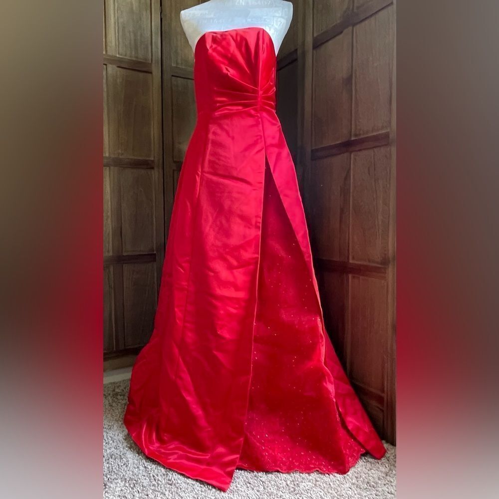 Poly USA Red Satin Evening Gown/Pageant/Prom Dress.
